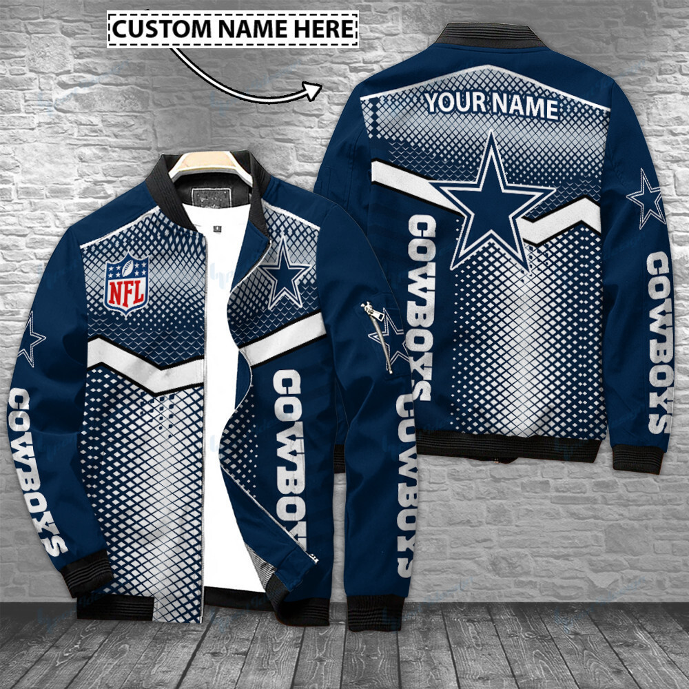Dallas Cowboys Personalized Zip Up Bomber Jacket Gift For Sport Fans