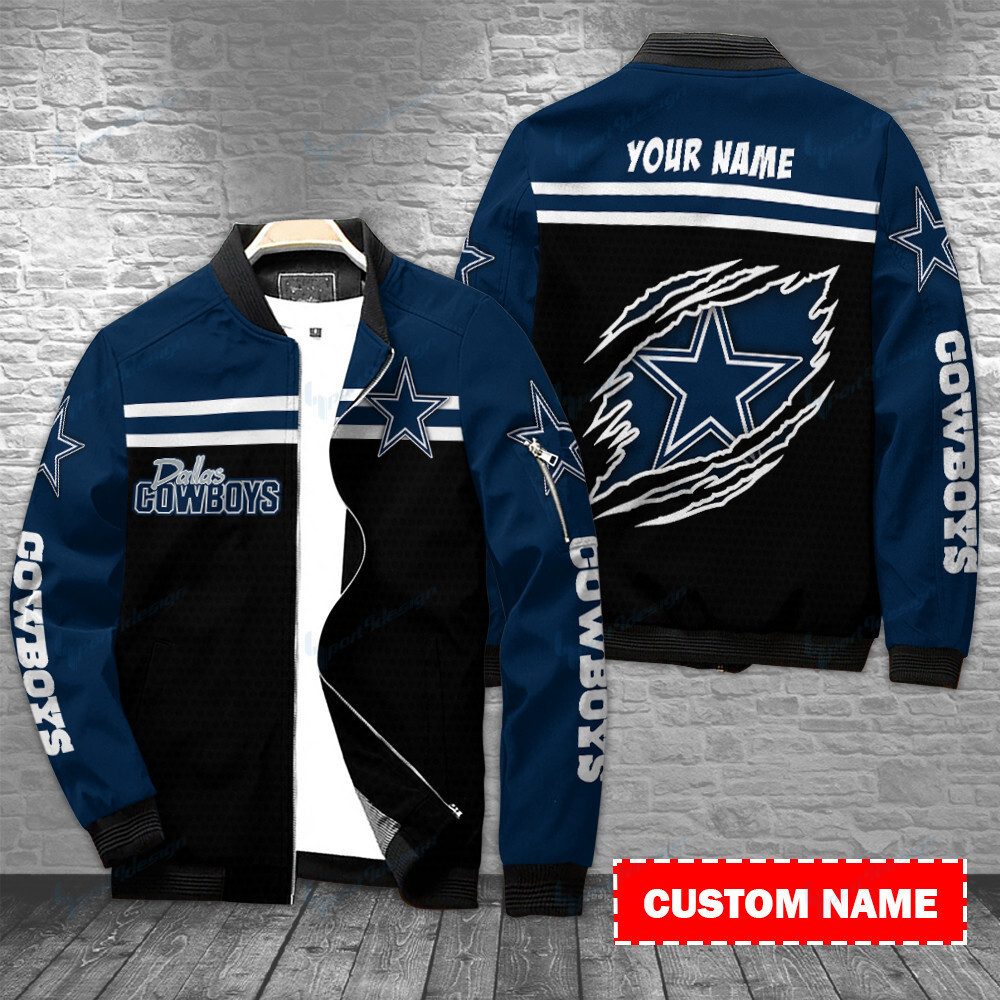 Dallas Cowboys Personalized Full Zip Up Bomber Jacket Hot Gift For Sport Fans