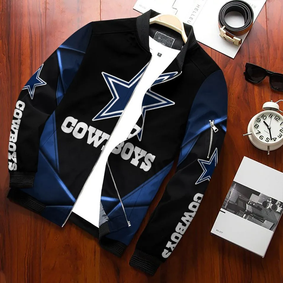 Dallas Cowboys Football Team Bomber Jacket Full Zip Jacket For Nfl Fan Sport Football Lover Gift