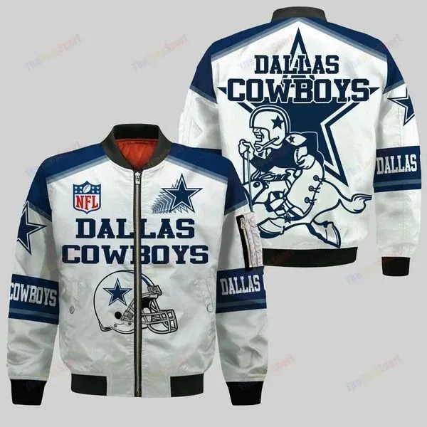 Dallas Cowboys Football Team Bomber Jacket Full Zip Jacket For Nfl Fans Sport CollectorS Edition