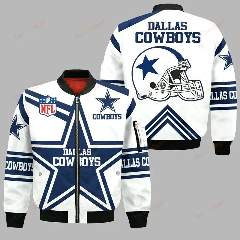 Dallas Cowboys Football Team Bomber Jacket Full Zip Jacket For Nfl Fans Sport Enthusiast Jacket