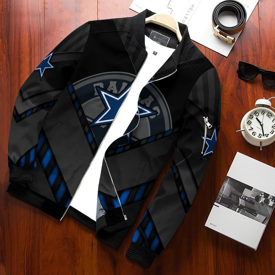 Dallas Cowboys Football Team Bomber Jacket Full Zip Jacket For Nfl Fans Sport Casual Everyday Jacket
