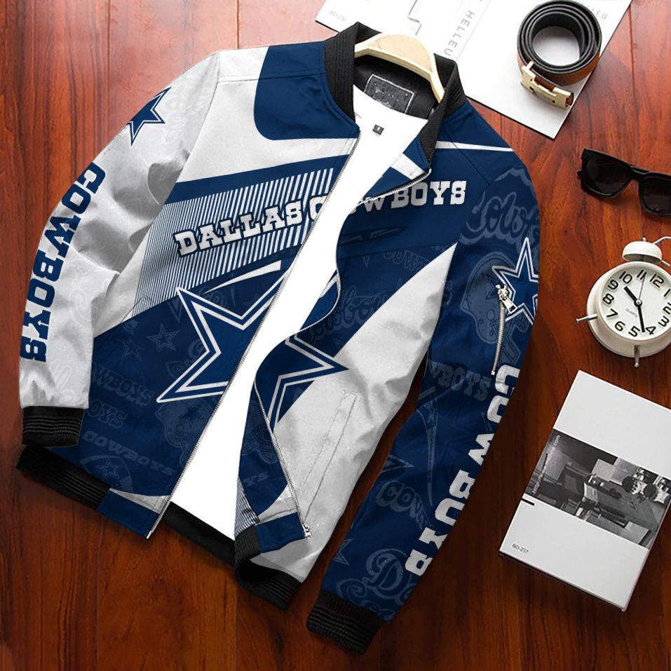 Dallas Cowboys Football Team Bomber Jacket Full Zip Jacket For Nfl Fans Sport Comfortable Fit