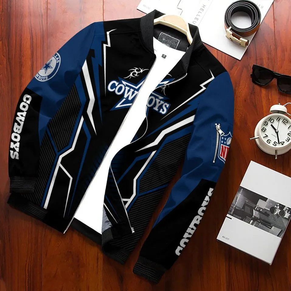 Dallas Cowboys Football Team Bomber Jacket Full Zip Jacket For Nfl Fan Sport Comfortable Wear