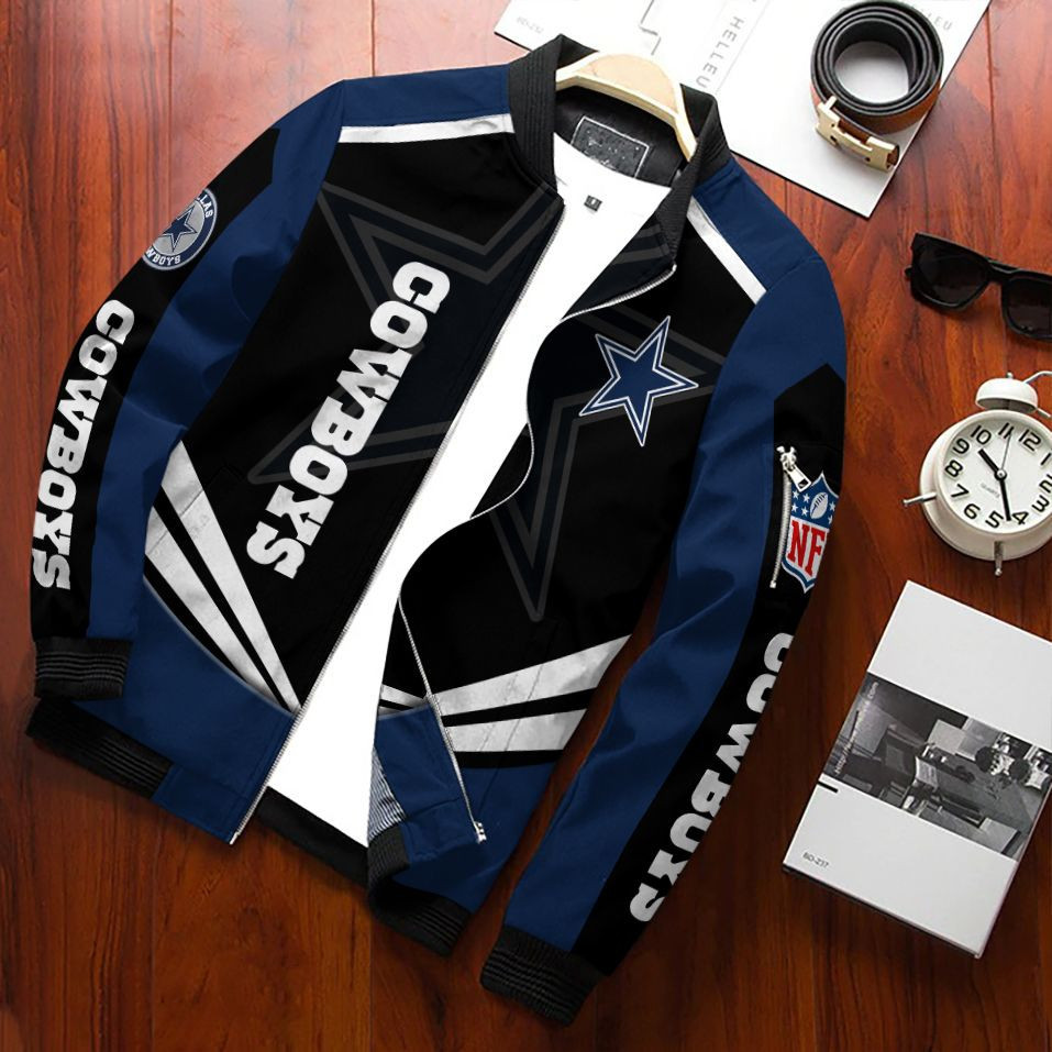 Dallas Cowboys Football Team Bomber Jacket Full Zip Jacket For Nfl Fan Sport Fall Outfit