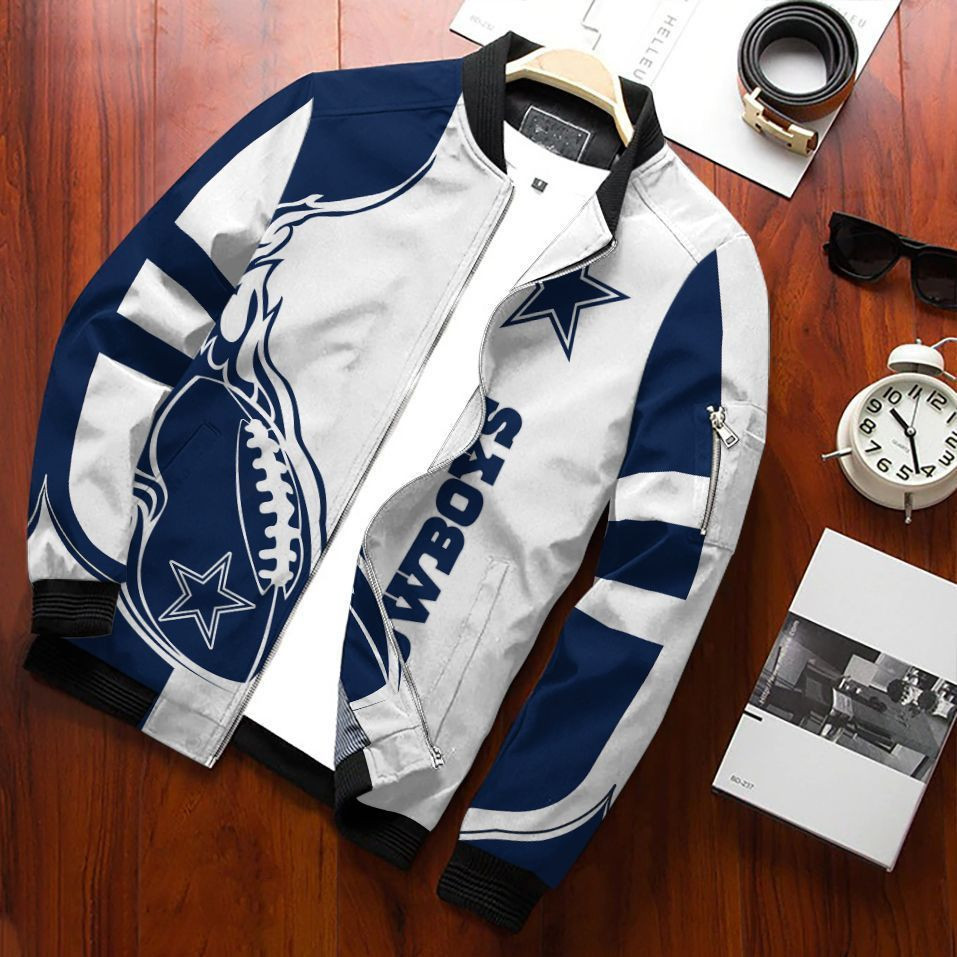 Dallas Cowboys Football Team Bomber Jacket Full Zip Jacket For Nfl Fan Sport Game Day Apparel