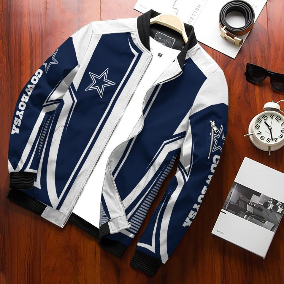 Dallas Cowboys Football Team Bomber Jacket Full Zip Jacket For Nfl Fan Sport Everyday Fan Gear