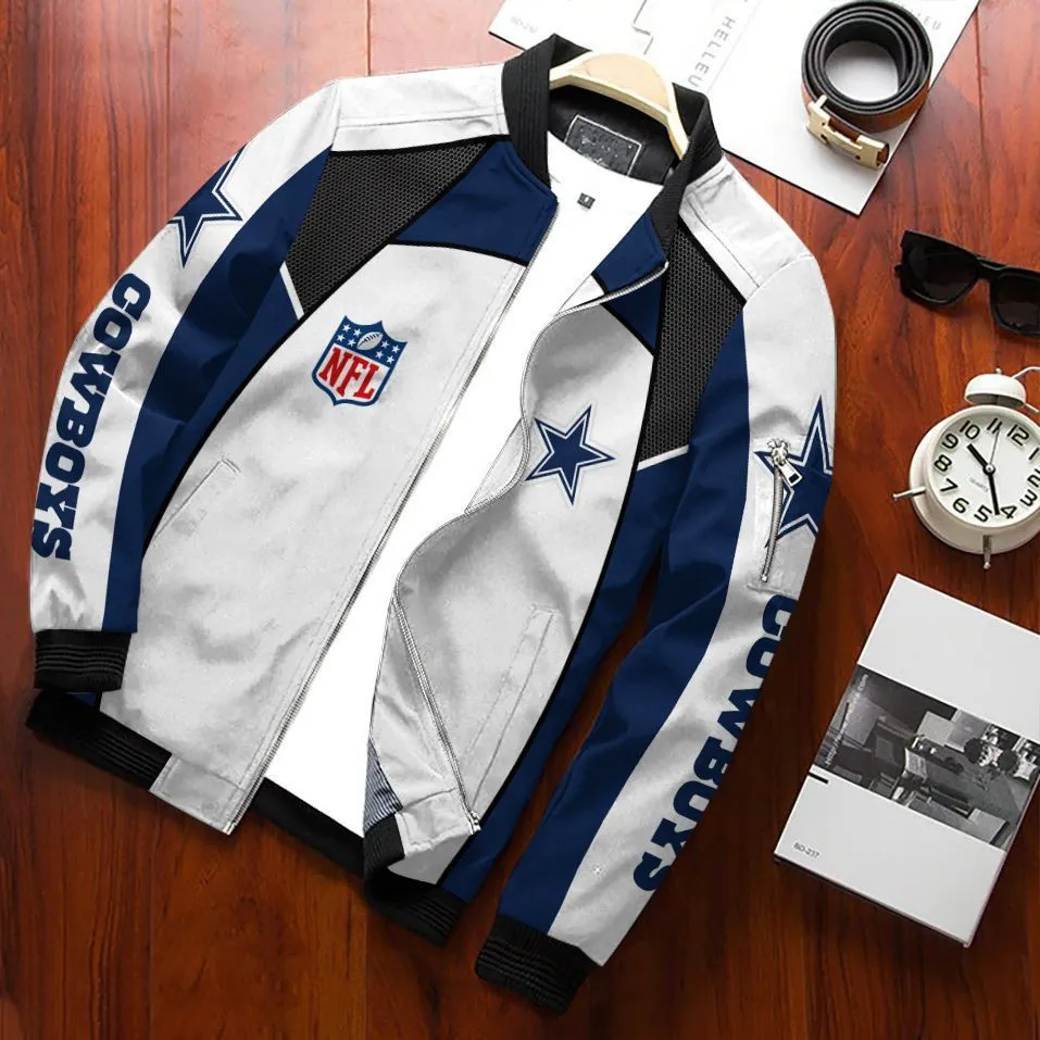 Dallas Cowboys Football Team Bomber Jacket Full Zip Jacket For Nfl Fan Sport Fan Club Jacket
