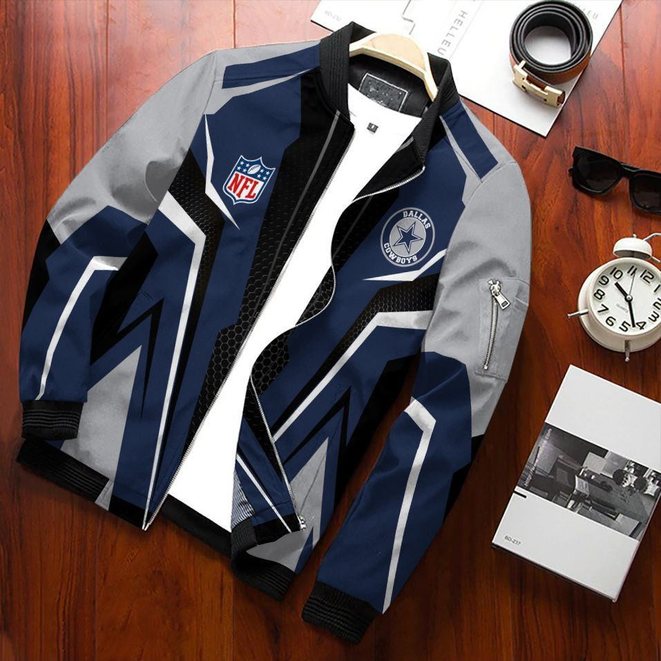 Dallas Cowboys Football Team Bomber Jacket Full Zip Jacket For Nfl Fan Sport Casual Everyday Jacket