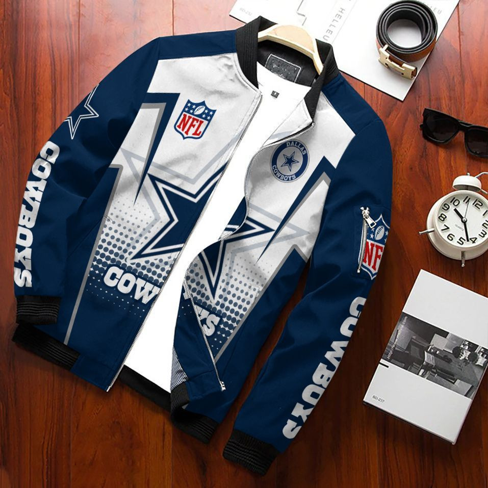 Dallas Cowboys Football Team Bomber Jacket Full Zip Jacket For Nfl Fan Sport Warm Winter Coat