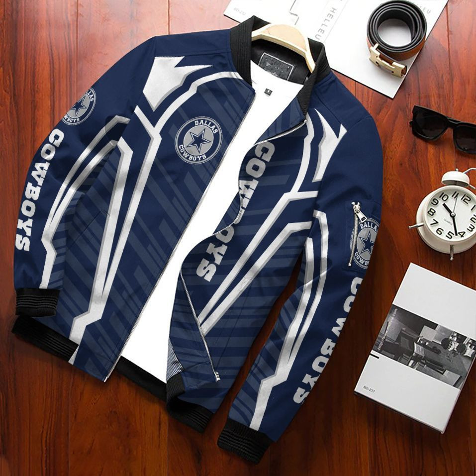 Dallas Cowboys Football Team Bomber Jacket Full Zip Jacket For Nfl Fan Sport Comfortable Fit