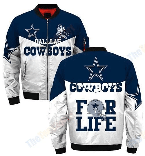 Dallas Cowboys Football Team Bomber Jacket Full Zip Jacket For Nfl Fans Sport Fan Club Jacket