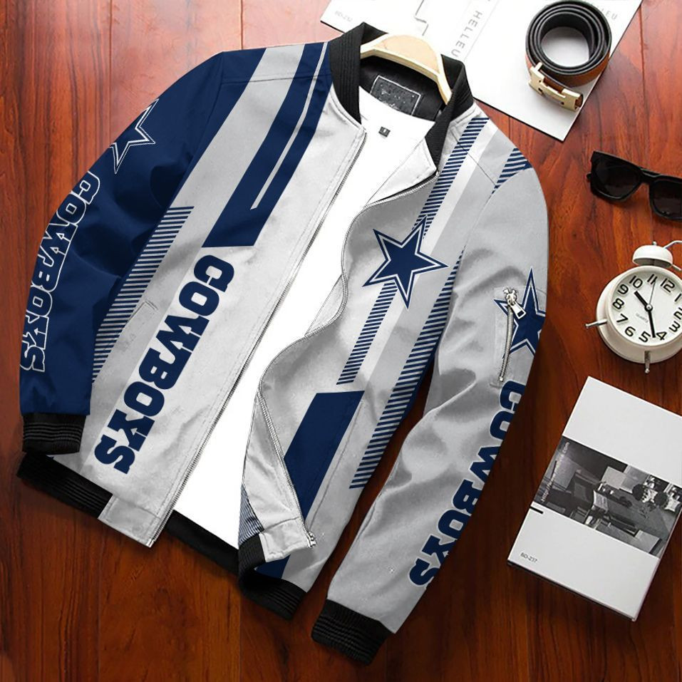 Dallas Cowboys Football Team Bomber Jacket Full Zip Jacket For Nfl Fan Sport All Season Wear
