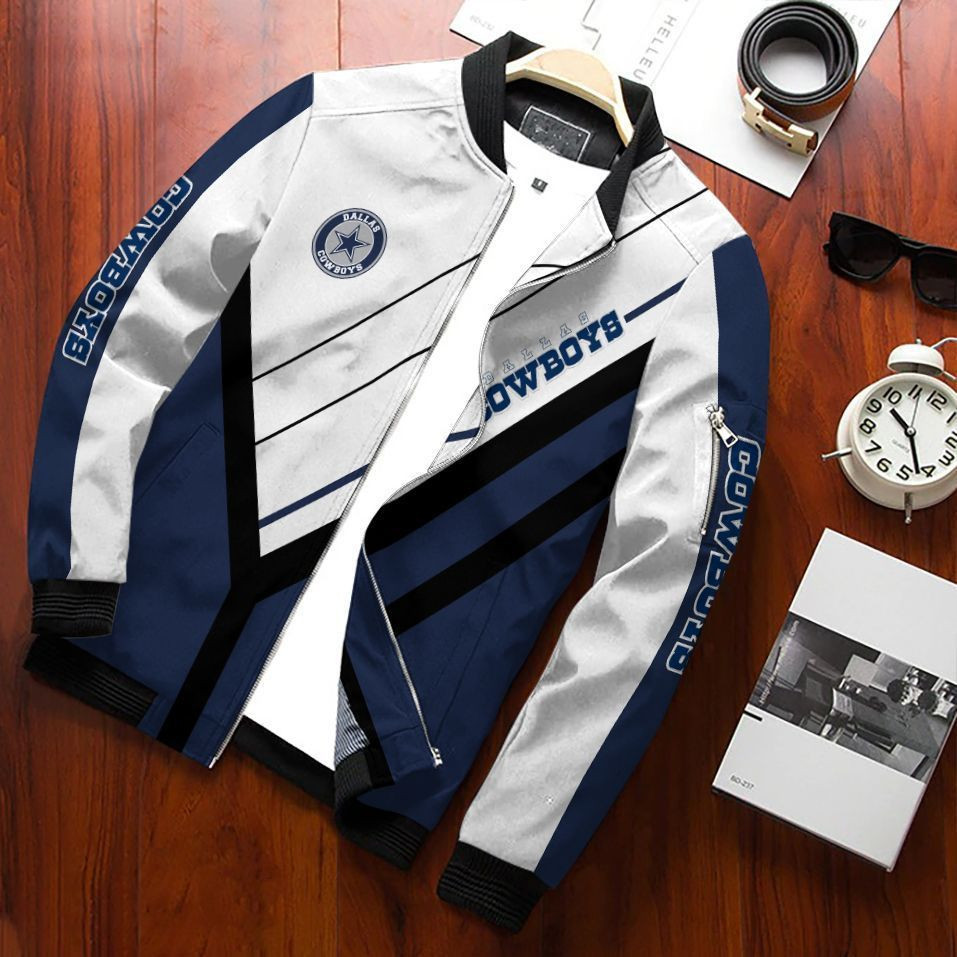 Dallas Cowboys Football Team Bomber Jacket Full Zip Jacket For Nfl Fan Sport Casual Fashion