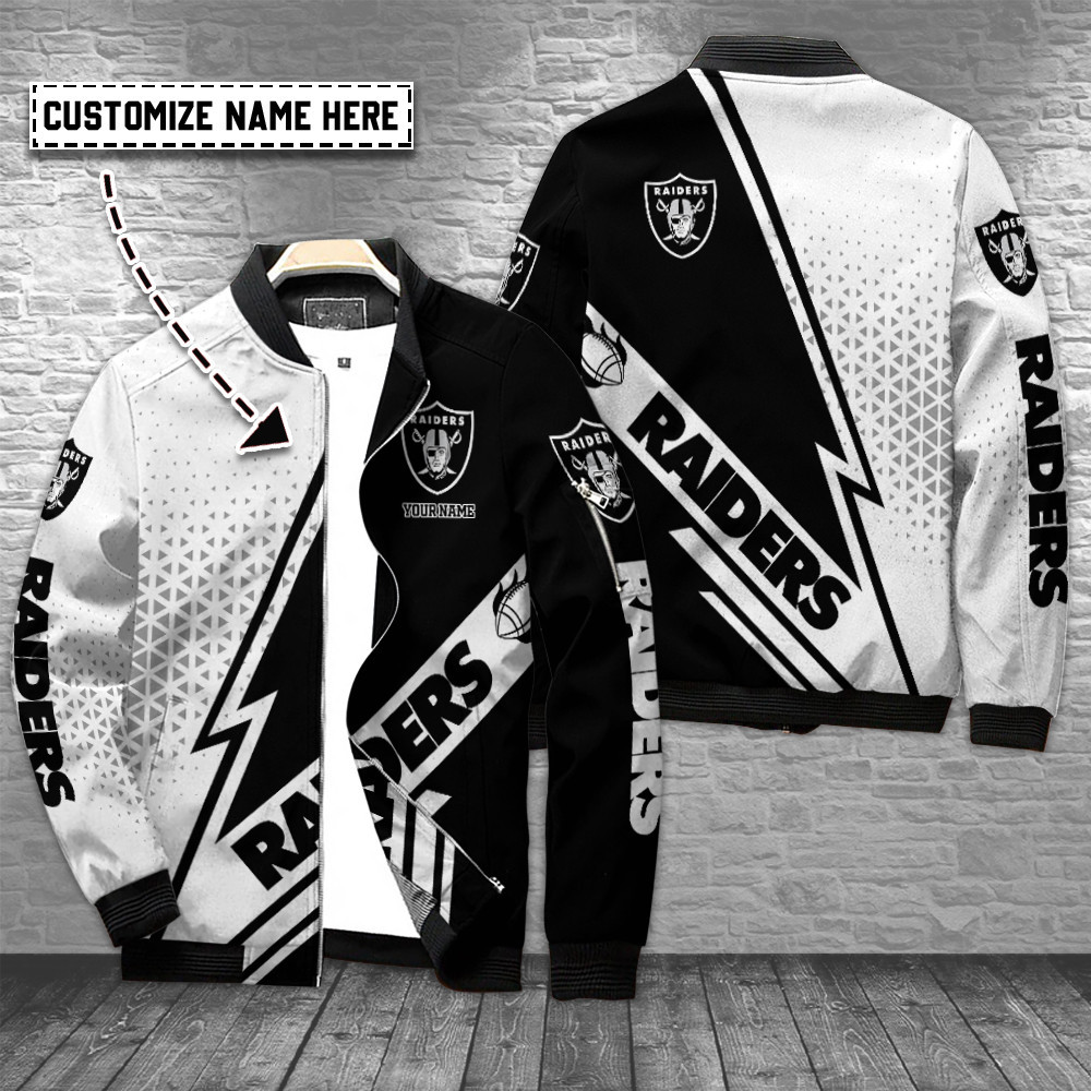 Las Vegas Raiders Personalized Full Zip Bomber Jacket Best Gift For Sport Team Fan