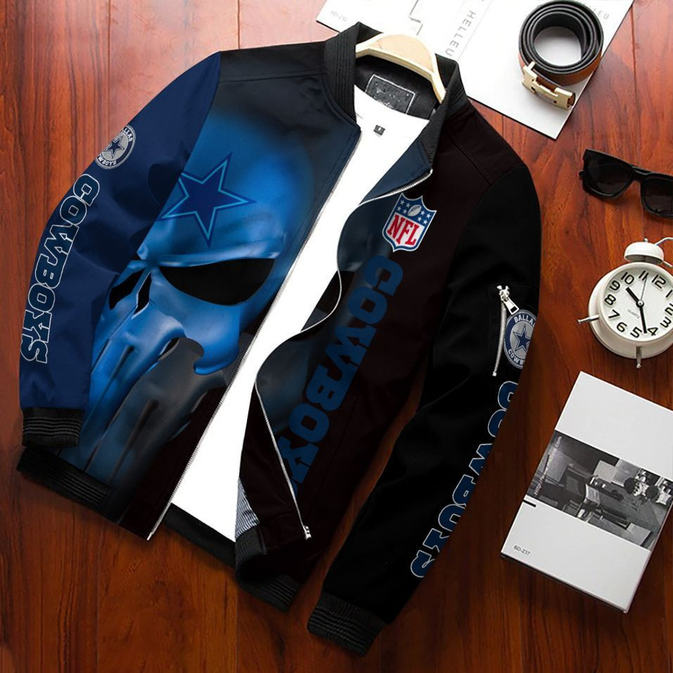 Dallas Cowboys Football Team Bomber Jacket Full Zip Jacket For Nfl Fan Sport Warm And Cozy