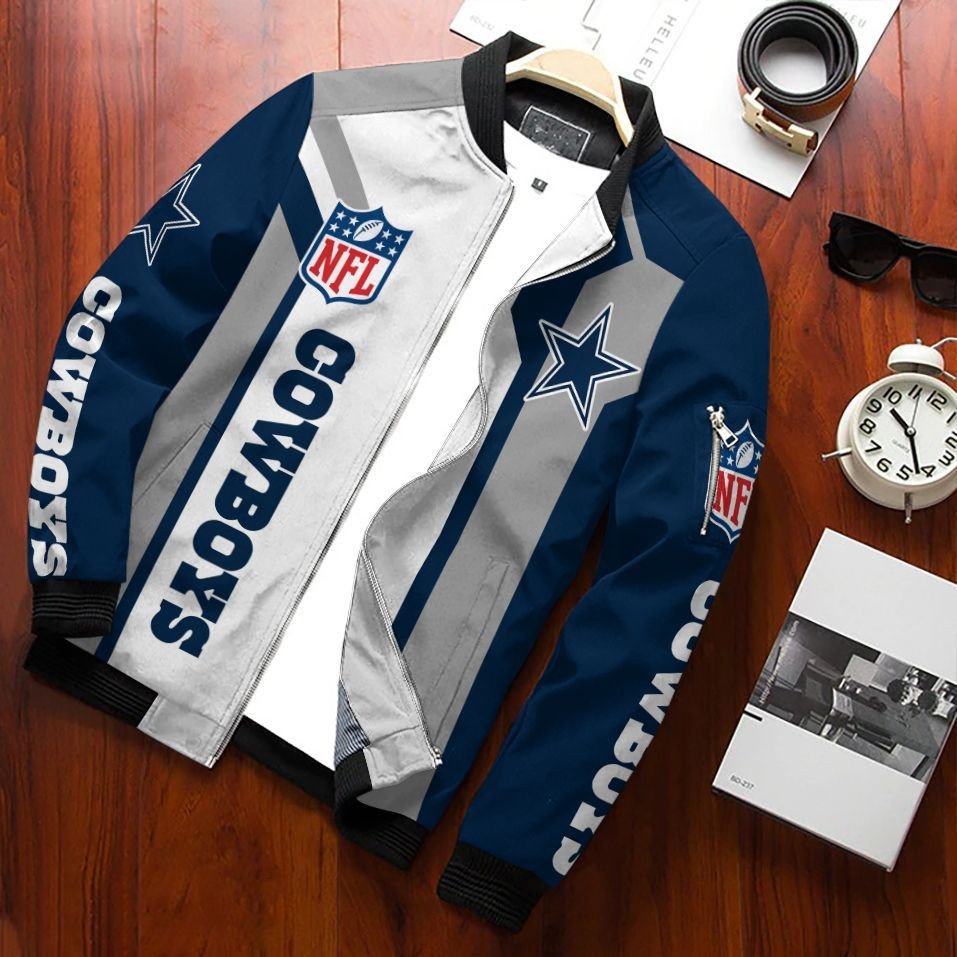 Dallas Cowboys Football Team Bomber Jacket Full Zip Jacket For Nfl Fans Sport Comfortable Wear