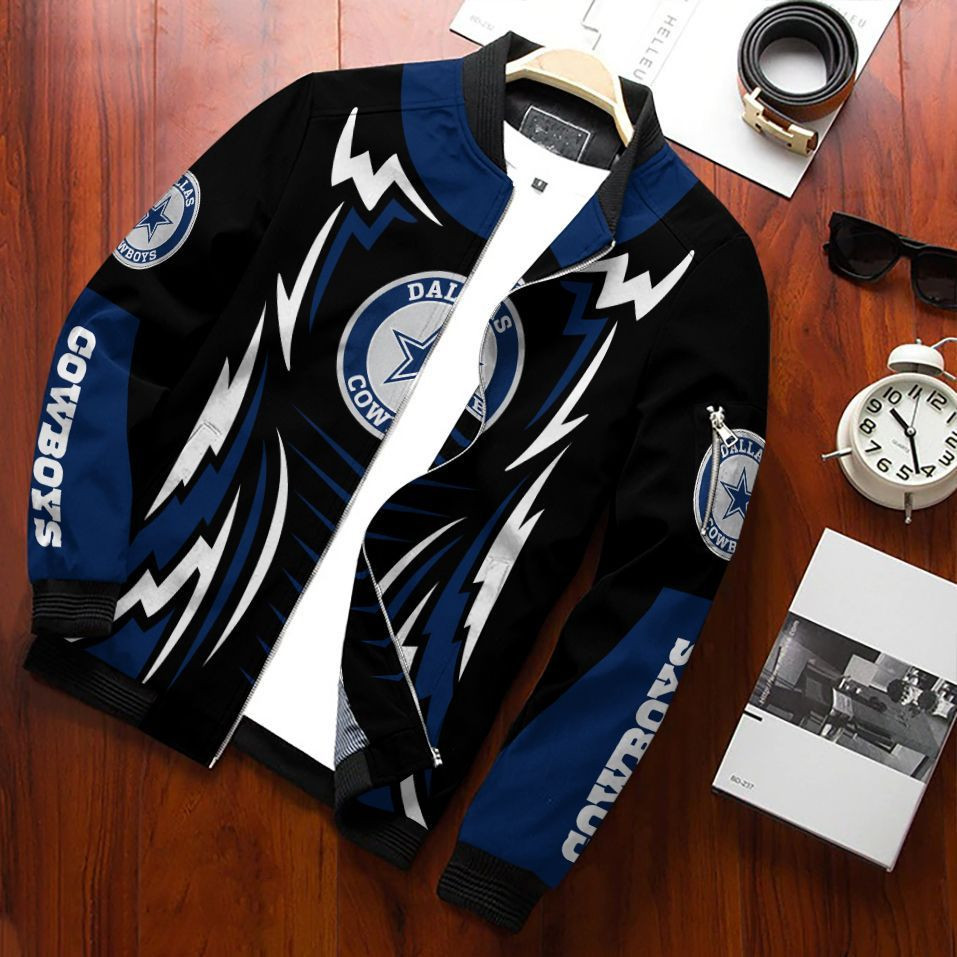 Dallas Cowboys Football Team Bomber Jacket Full Zip Jacket For Nfl Fan Sport Fashion Forward