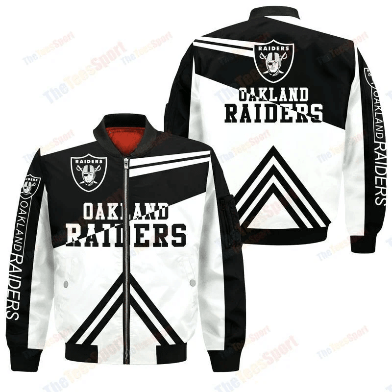 Las Vegas Raiders Football Team Bomber Jacket Full Zip Jacket For Nfl Fan Sport Cold Weather Gear