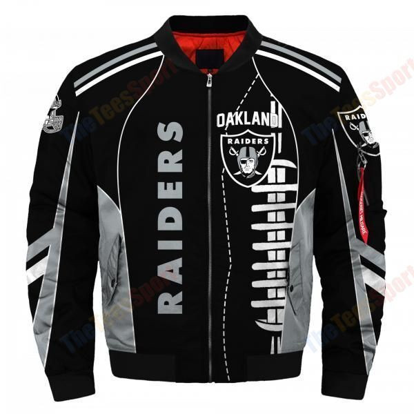 Las Vegas Raiders Football Team Bomber Jacket Full Zip Jacket For Nfl Fan Sport All Season Wear