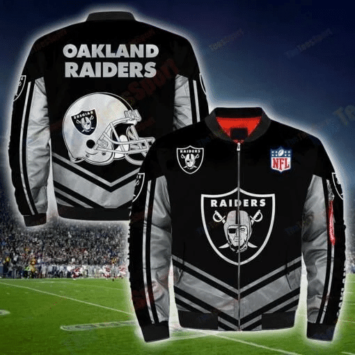 Las Vegas Raiders Football Team Bomber Jacket Full Zip Jacket For Nfl Fan Sport Plus Size