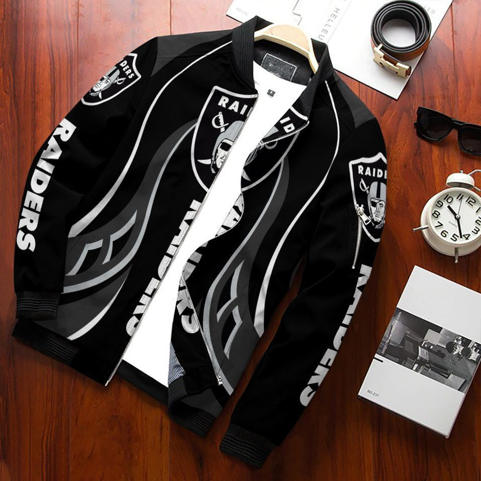 Las Vegas Raiders Football Team Bomber Jacket Full Zip Jacket For Fans Sport College Fashion