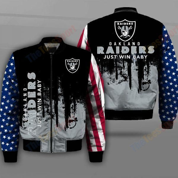 Las Vegas Raiders Football Team Bomber Jacket Full Zip Jacket For Nfl Fan Sport Everyday Wear