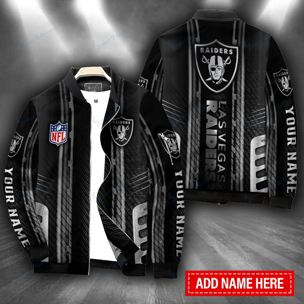 Las Vegas Raiders Personalized Casual Zipper Bomber Jacket Gift For Sport Fans