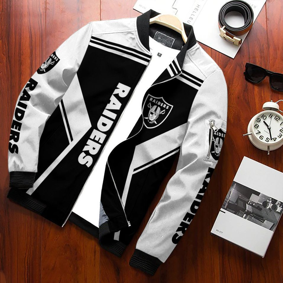 Las Vegas Raiders Football Team Bomber Jacket Full Zip Jacket For Nfl Fan Sport College Fashion