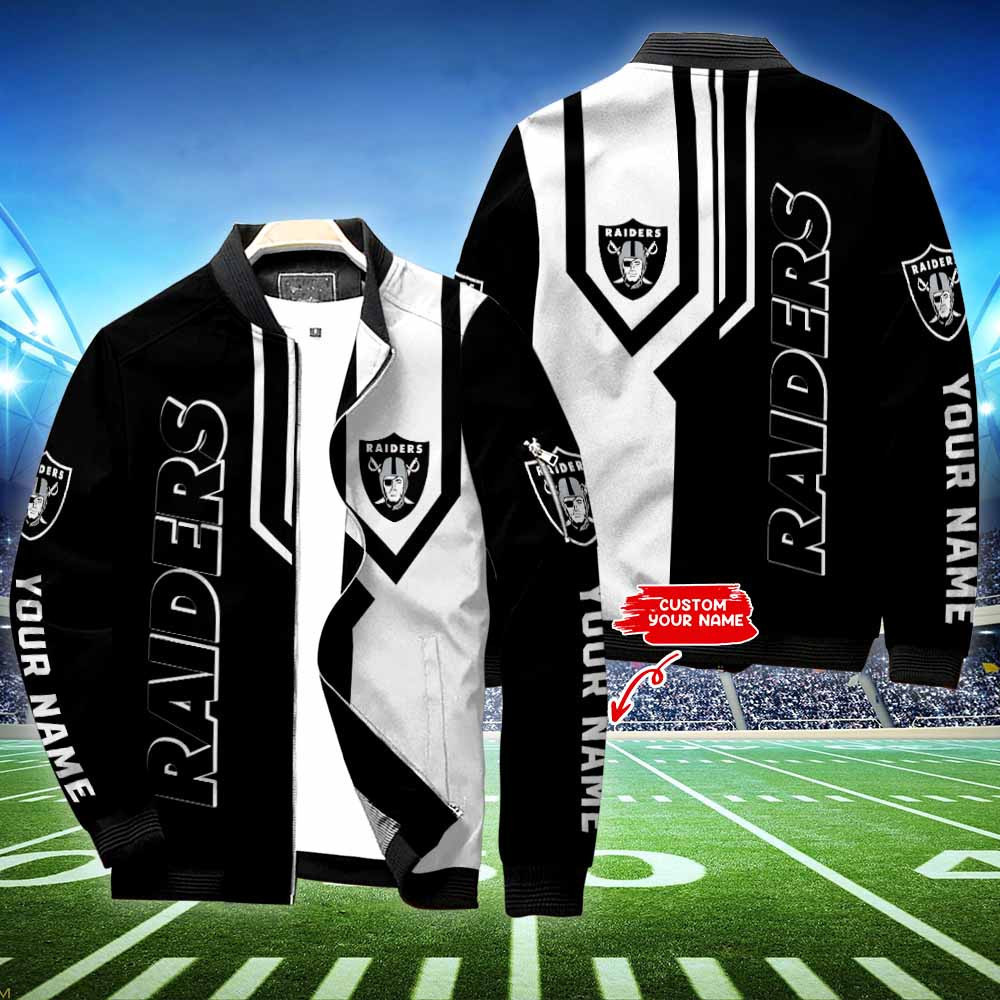 Las Vegas Raiders Personalized Casual Zipper Bomber Jacket Hot Gift For Sport Fans