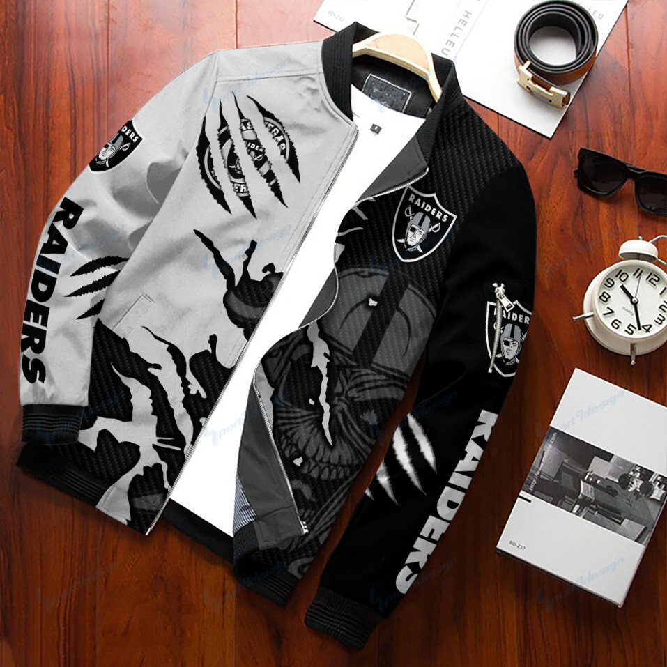 Las Vegas Raiders Casual Zipper Bomber Jacket Gift For Sport Team Fan