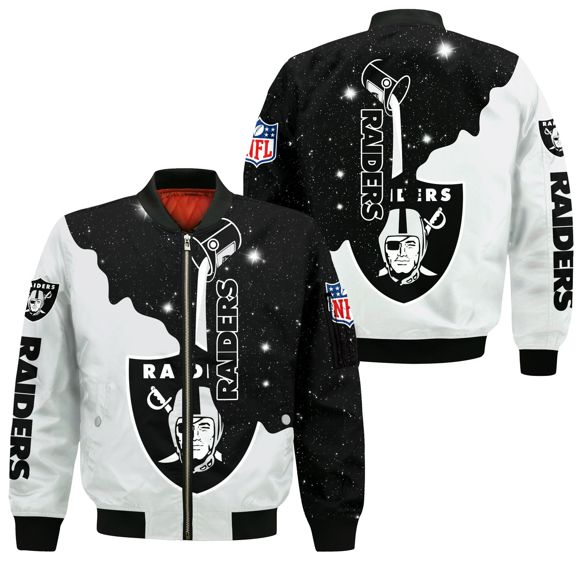Las Vegas Raiders Football Team Bomber Jacket Full Zip Jacket For Nfl Fan Sport Party Outfit