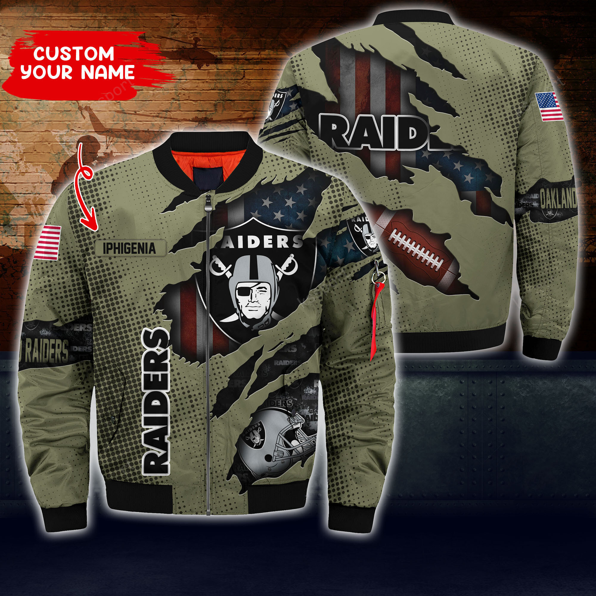 Las Vegas Raiders Personalized Thick Bomber Jacket