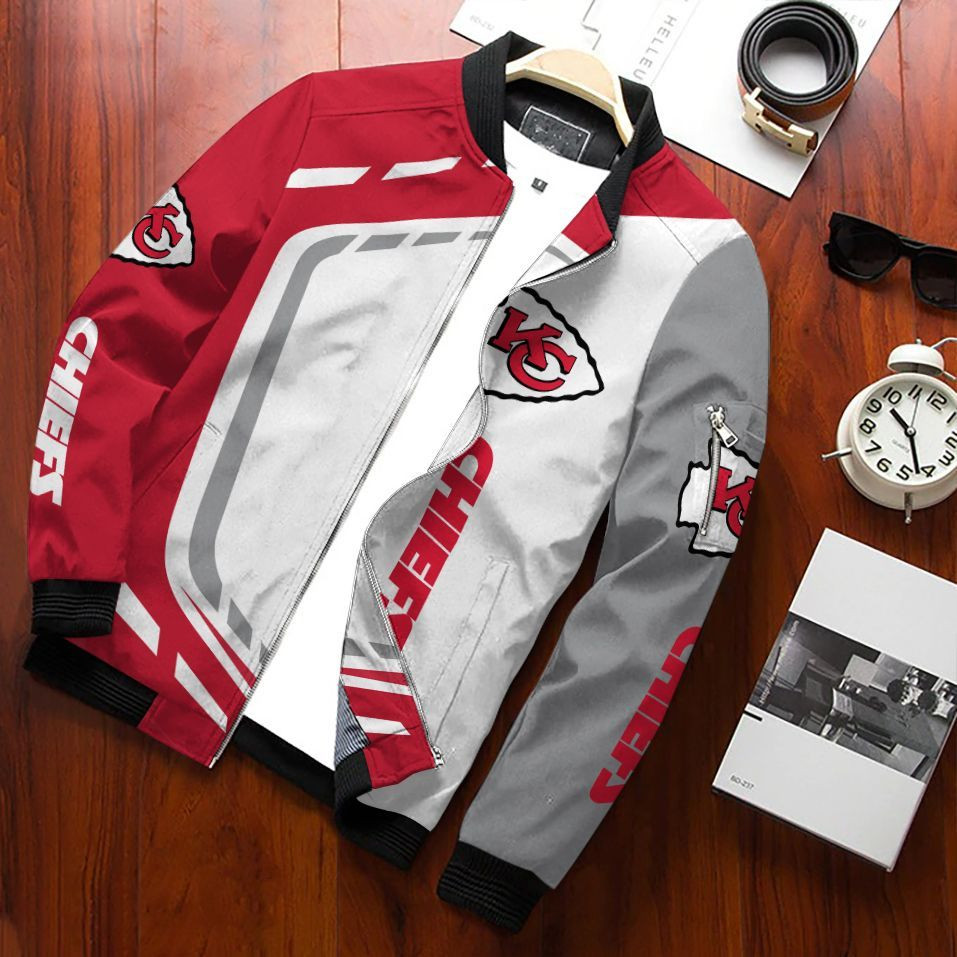 Kansas City Chiefs Football Team Bomber Jacket Full Zip Jacket For Nfl Fans Sport Trendy Jacket