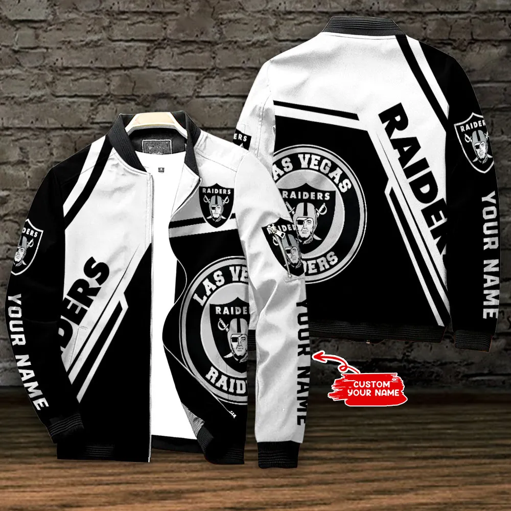 Las Vegas Raiders Personalized Casual Zipper Bomber Jacket Best Gift For Sport Team Fan