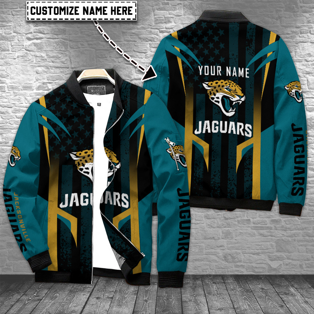 Jacksonville Jaguars Personalized Full Zip Bomber Jacket Best Gift For Sport Team Fan