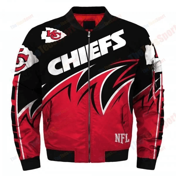 Kansas City Chiefs Football Team Bomber Jacket Full Zip Jacket For Nfl Fans Sport Running Errands