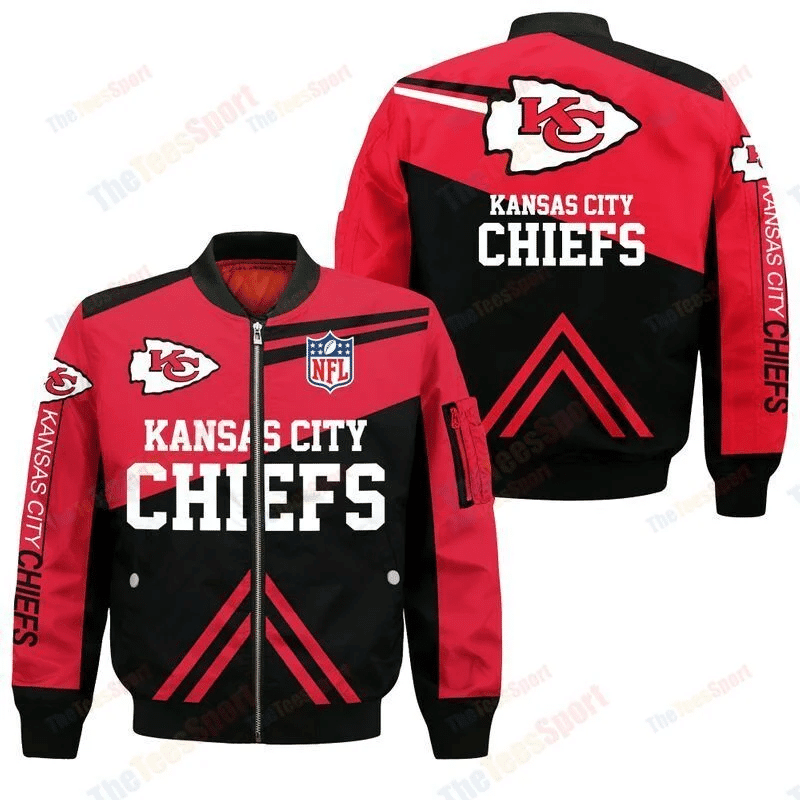 Kansas City Chiefs Football Team Bomber Jacket Full Zip Jacket For Nfl Fans Sport Outdoor Sports