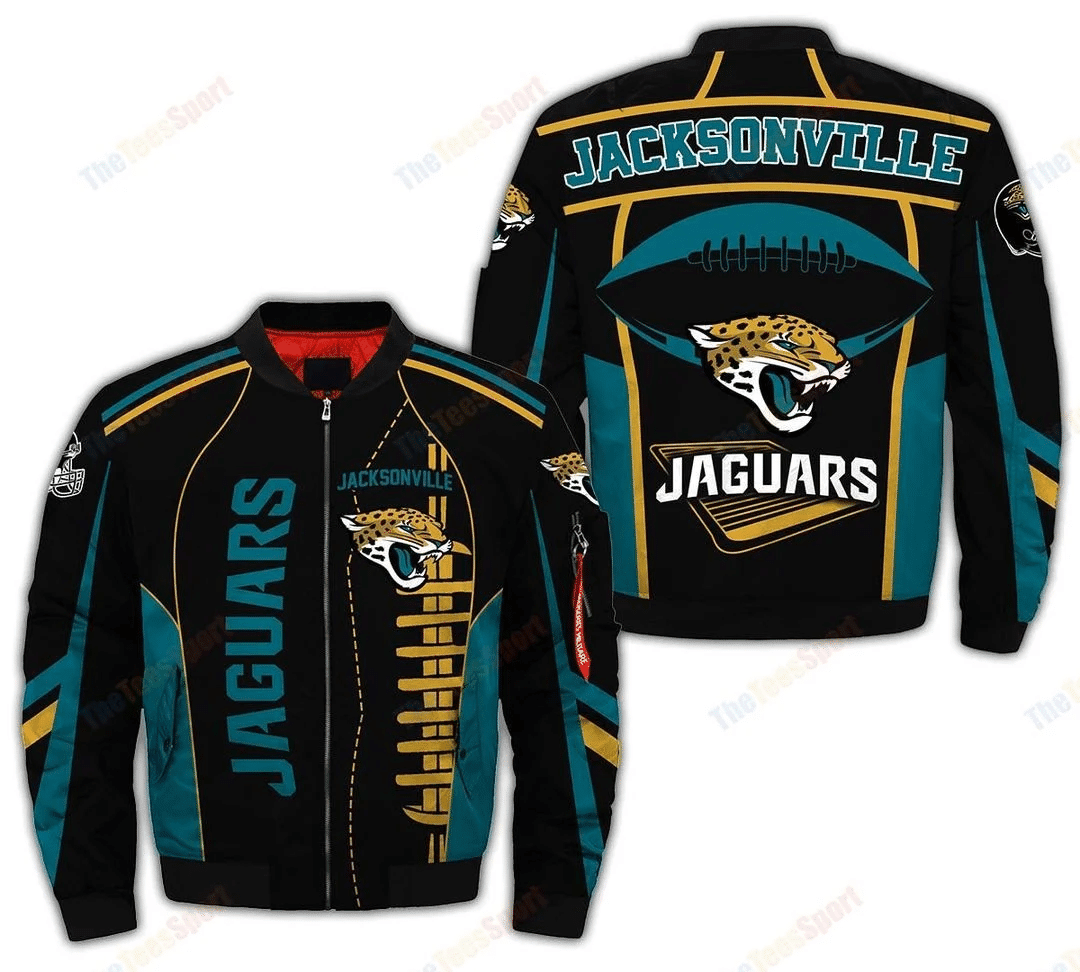 Jacksonville Jaguars Football Team Bomber Jacket Full Zip Jacket For Nfl Fans