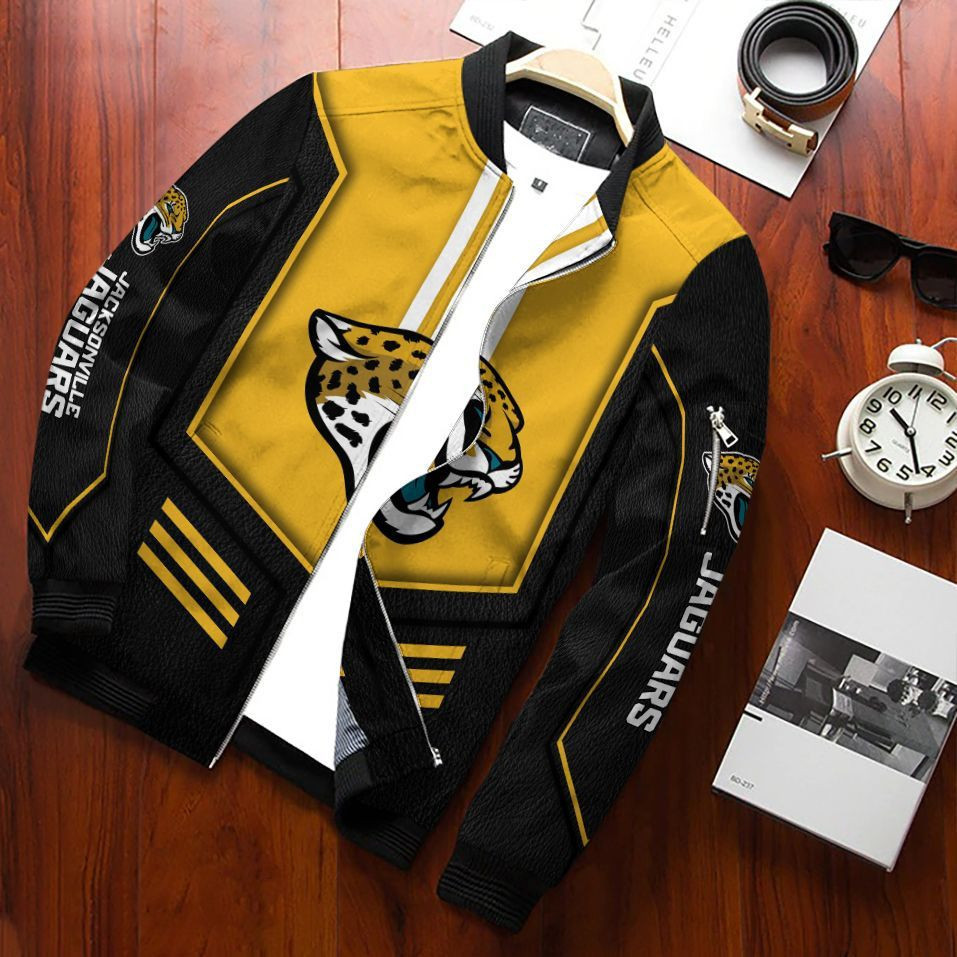 Jacksonville Jaguars Football Team Bomber Jacket Full Zip Jacket For Nfl Fan