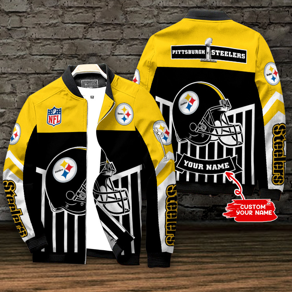 Pittsburgh Steelers Personalized Special Zipper Bomber Jacket Best Collection For Sport Fans