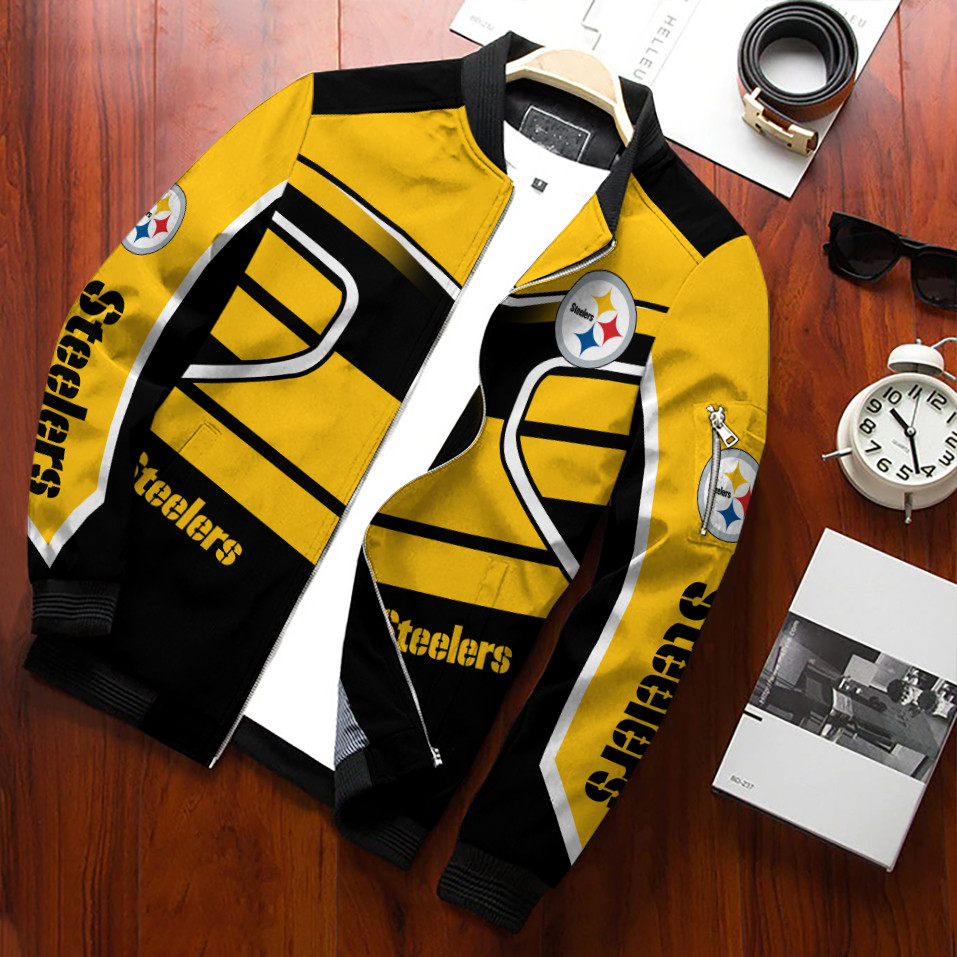 Pittsburgh Steelers Personalized Full Zip Up Bomber Jacket For Sport Team Fan