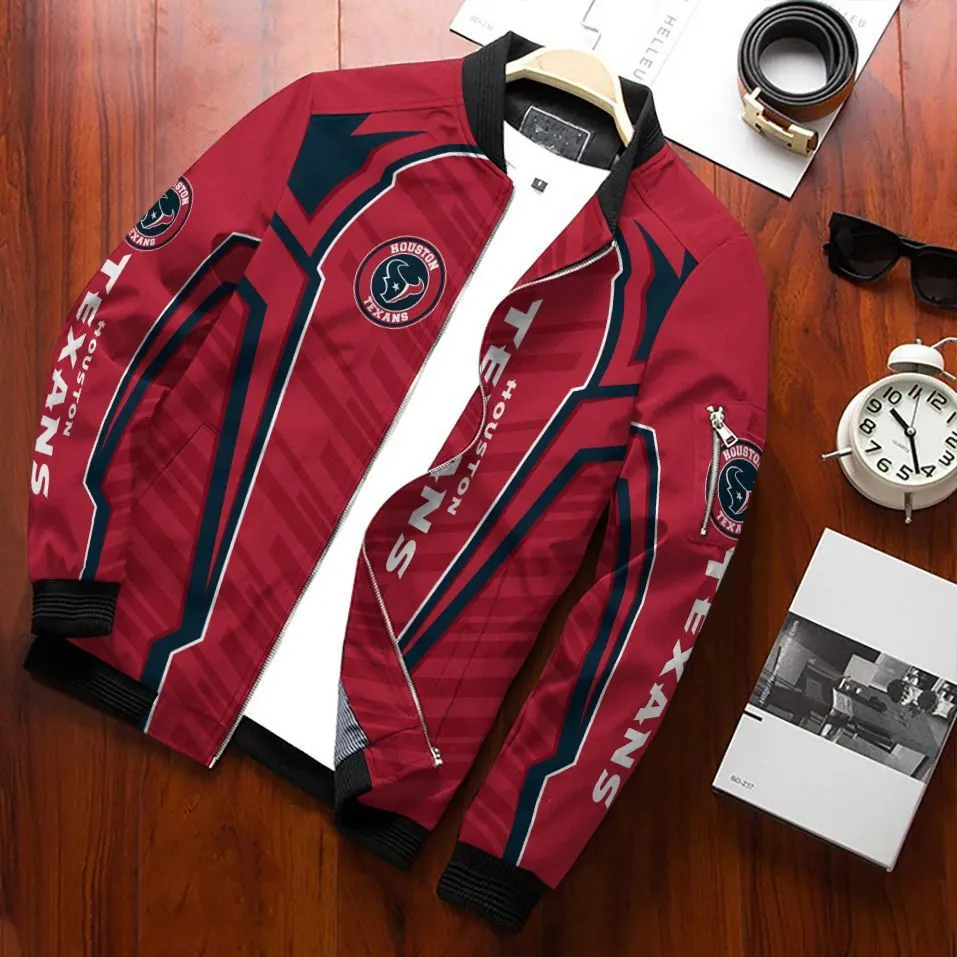 Houston Texans Football Team Bomber Jacket Full Zip Jacket For Nfl Fans Sport Stylish Outerwear