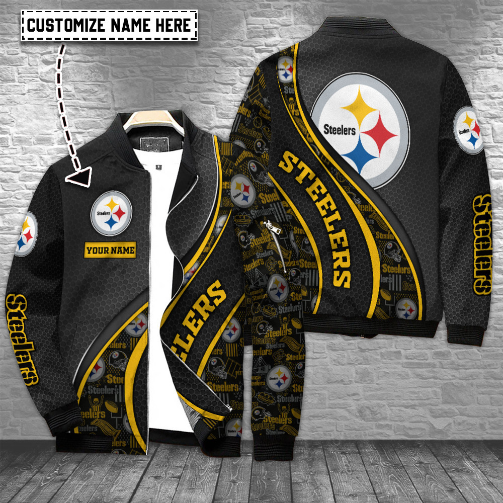 Pittsburgh Steelers Personalized Zip Up Bomber Jacket Collection For Sport Fans