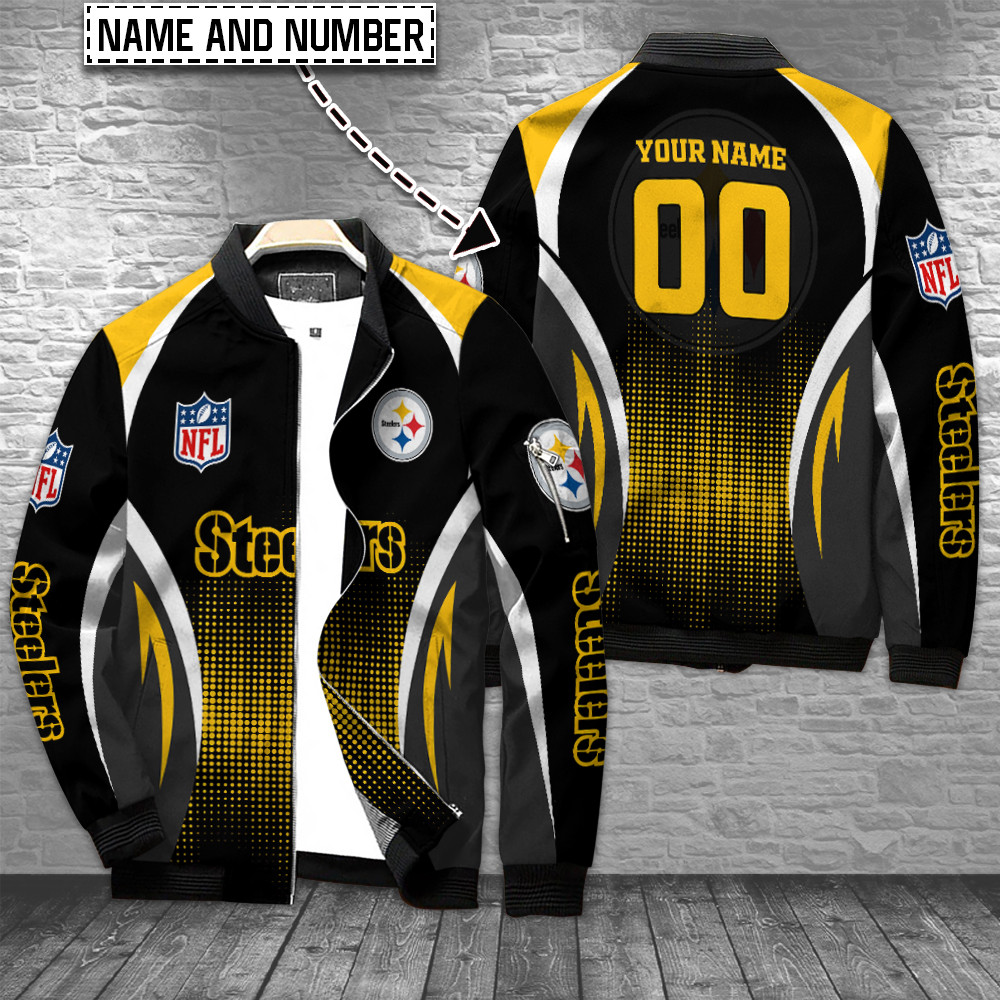 Pittsburgh Steelers Personalized Nfl Full Zip Bomber Jacket For Sport Team Fan