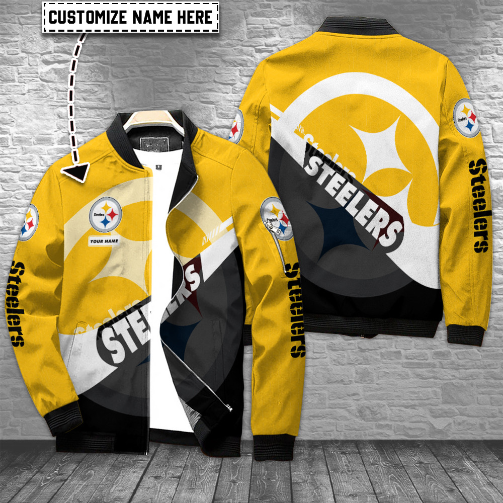 Pittsburgh Steelers Personalized Zip Up Bomber Jacket For Sport Team Fan