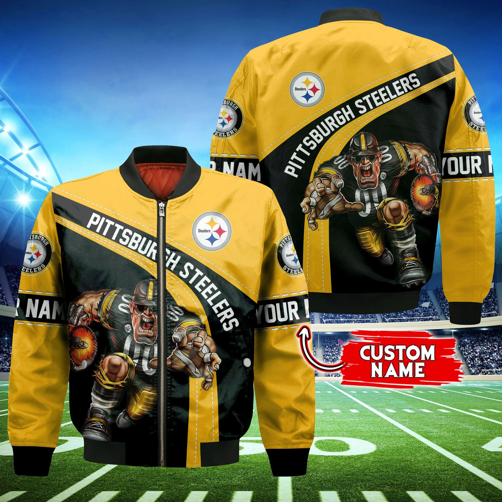 Pittsburgh Steelers Personalized Thick Bomber Jacket