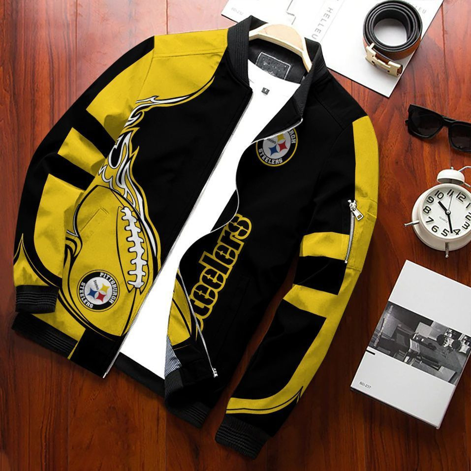 Pittsburgh Steelers Team Special Bomber Jacket Full Zipper Jacket For Nfl Fan Sport Game Day Apparel