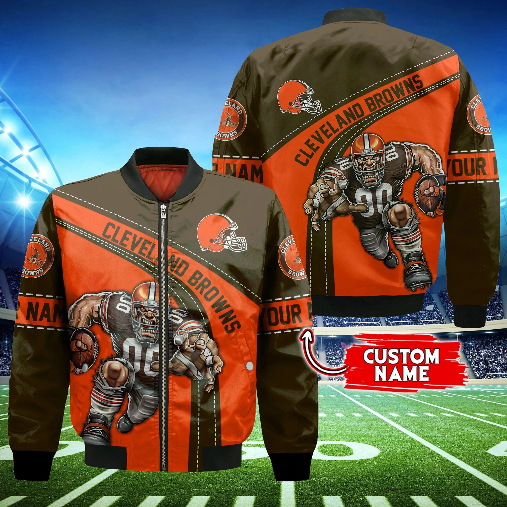 Cleveland Browns Personalized Thick Bomber Jacket For Fans