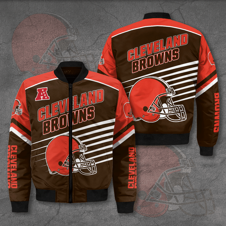 Cleveland Browns Football Team Bomber Jacket Full Zip Jacket For Nfl Fans